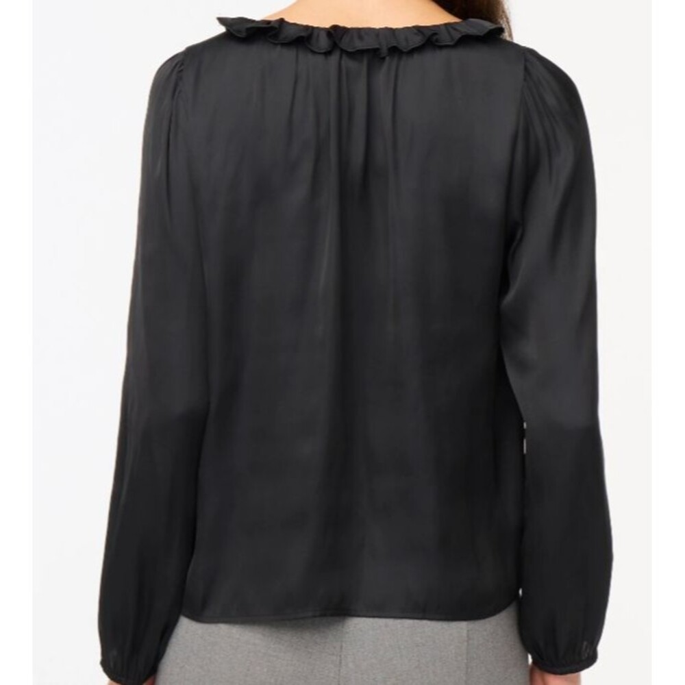 J.Crew Ruffle Neck Top Raspberry Color Size S - image 2